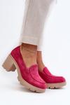 Dámske topánky z ekokože semišové na opätku a platforme fuksiové Arablosa