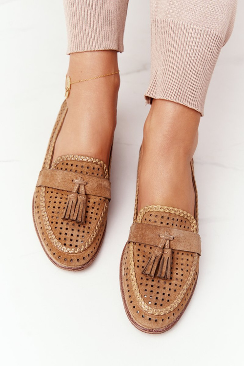 Openwork Sergio Leone Mk735 Camel Loafers