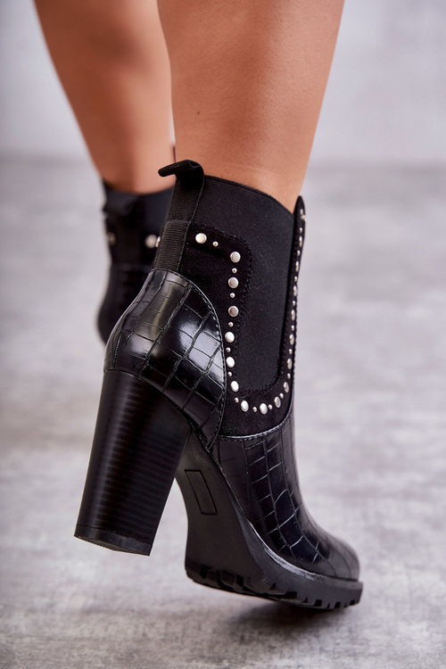 Boty Na Podpatku S Kamínky had černé Wissey