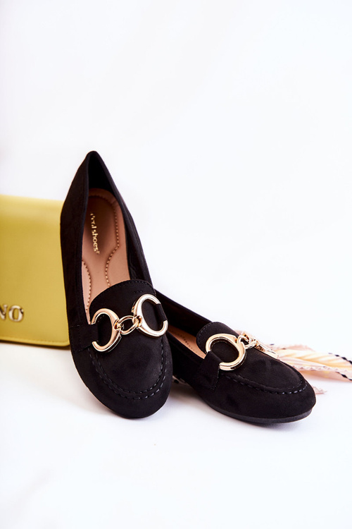 Dámské semišové mokasíny s zdobením černe Reality