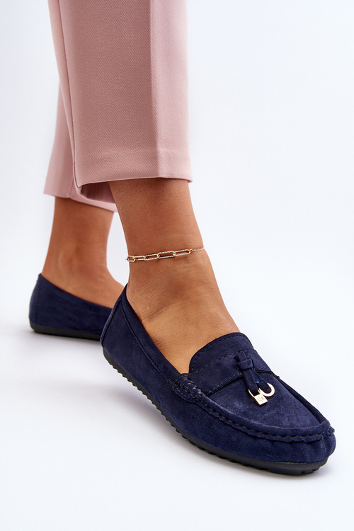 Dámské modré klasické semišové mokasíny Ontala