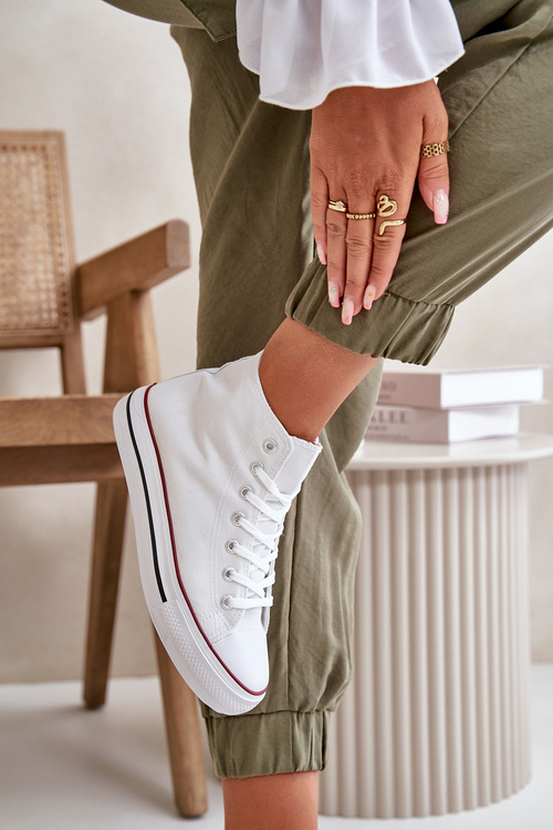 Dámské Textilní Tenisky Nad Kotníky Bílé Onaria