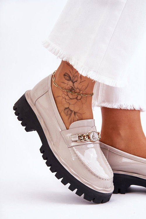 Maľované mokasíny na platforme Jasnoszare Ronin