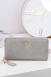 Grey Big Women's Wallet Keychain Golden Heart