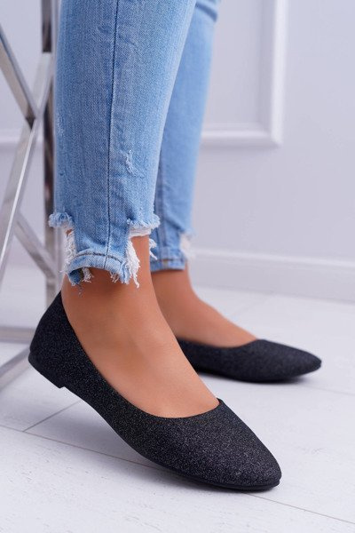 Black Tiffy Glitter Balerinas