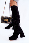 Ženské semišové topánky nad kolenným čiernym kesslerom