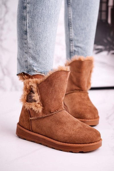 Dámské Kotníkové Sněžné boty Semišové Hnědé Button