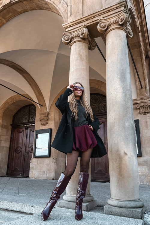 Dámske čižmy na podpätku s remienkom Bordeaux Lisanne