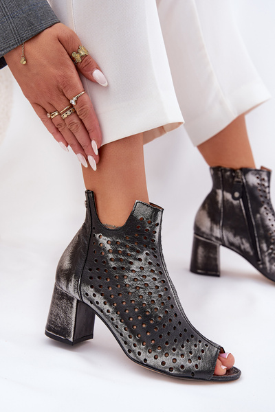 Kožené Krajky Botky Maciejka 05420-01 Černé