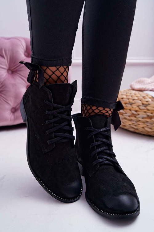 Dámske ploché podpätky Nubuk Black Nicole 2420