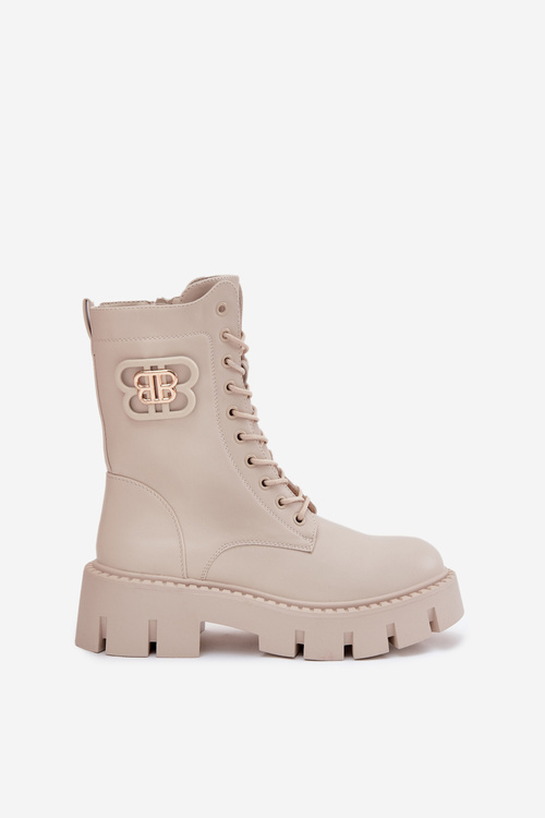 Zateplené workery dámské s ozdobou světle béžové Melisse