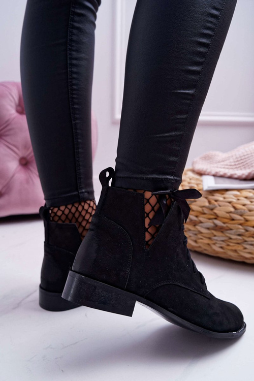 Dámske ploché podpätky Nubuk Black Nicole 2420