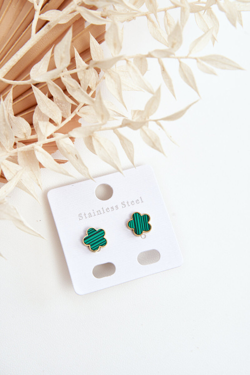 Jemné náušnice květiny Zelená a zlaté