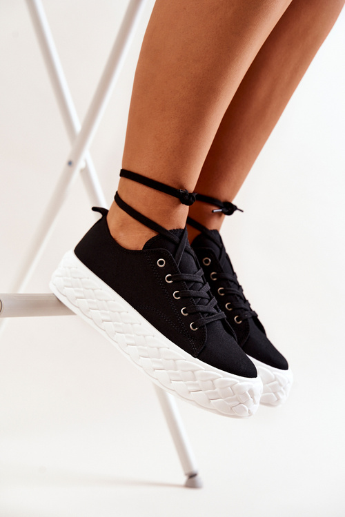 Tenisky na masívnej plošine čiernobiele Suzane