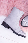 Lu Boo Šedá dámska členkové topánky s Carrie zirkónmi