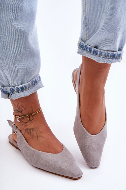 Dámské semišové baleríny šedé Kenra