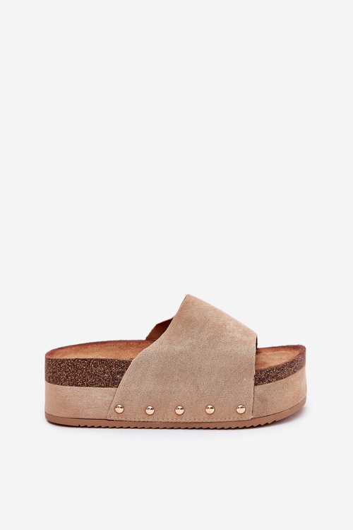 Dámské sandály na masivní platformě eko semiš Khaki Vinnibe