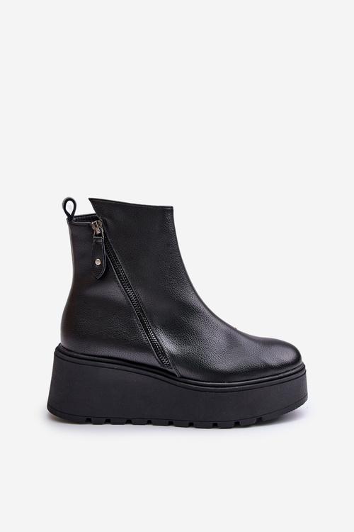 Zateplené Dámske Čižmy Na Platforme A Kotníku Z Eko Semišu Čierne Vinceza 58339