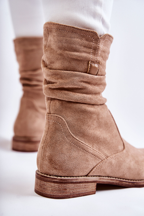 Dámské mačkané semišové boty Béžove Joanne