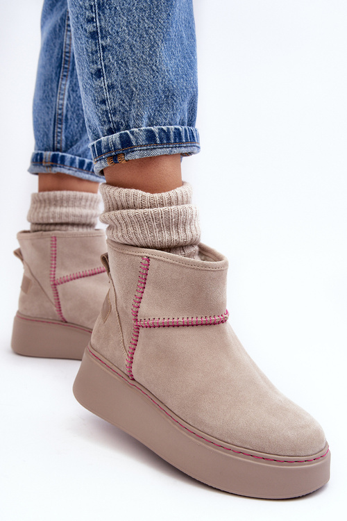 Dámské semišové sněhule Maciejka 06257-22 světle béžové