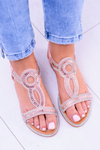 Dámské sandály s kubickým zirkonem Rent růžový prášek