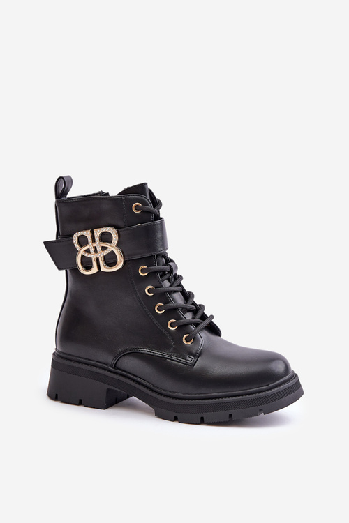 Zateplené Dámské Botky Se Zlatou Dekorací Černé Nealithra