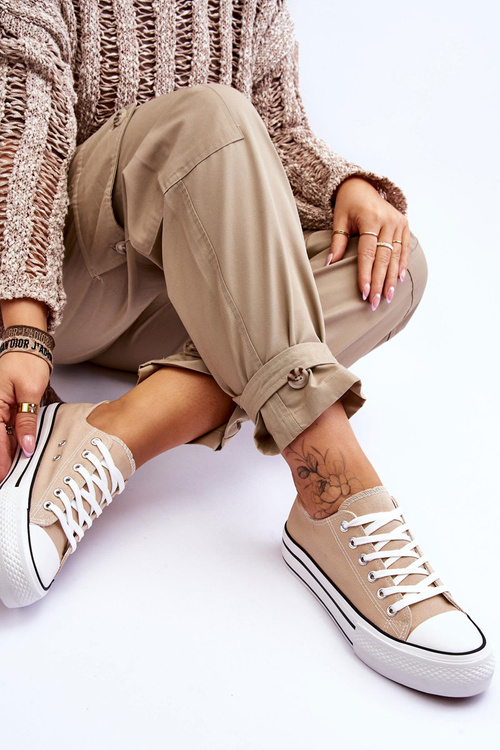 Ženské tenisky na masívnej platforme béžová embry