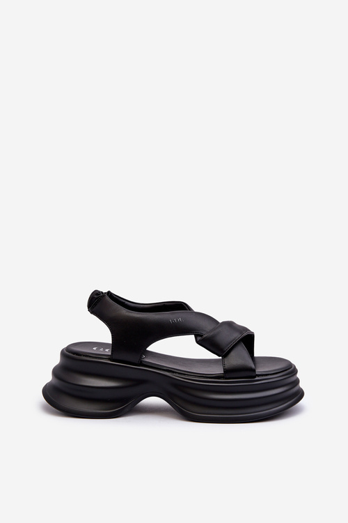 Zazoo 2743 Zamszové Sandále Na Klinu Čierne