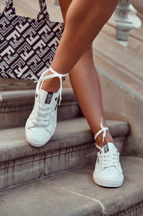 Dámské Kožené Tenisky S Nápisem BIG STAR EE274316 Bílé