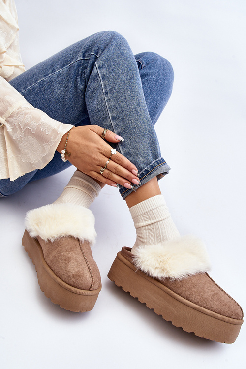 Dámske Zimné Topánky na Hrubej Podrážke Khaki Starlyn