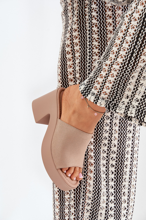 Dámske Sandále Na Podpätku A Platforme Khaki Omeisa