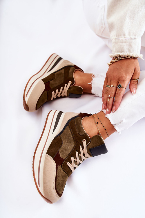 Dámské semišové sportovní boty zeleno a béžová Elisse