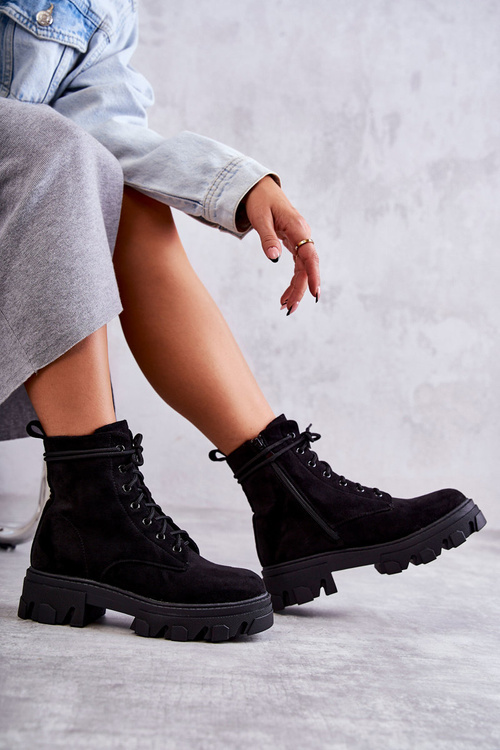 Semišové teplé boty Workers Černá Darvin