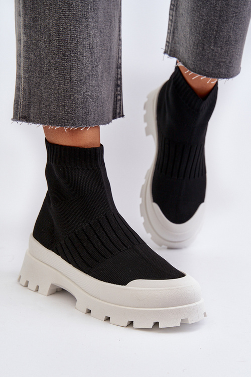 Dámske topánky s ponožkovitým zvrškom čiernej farby Fiename