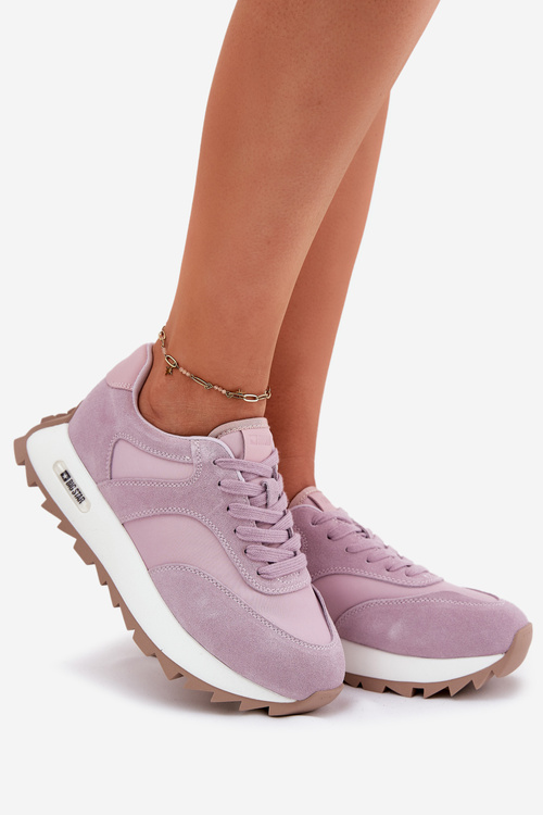 Semišové Sneakersy Na Platformě Dámské Big Star RR274900 HI-POLY SYSTEM Fialové