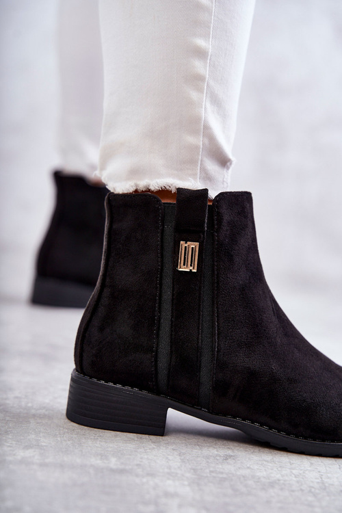 Dámské semišové kozačky s ornamentem černe Giana