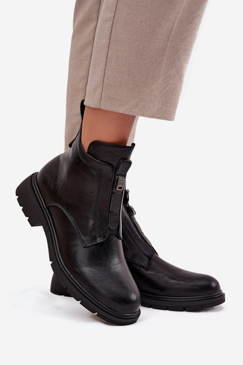 Zateplené dámske čižmy na zips s ozdobným detailom Čierne Roselle