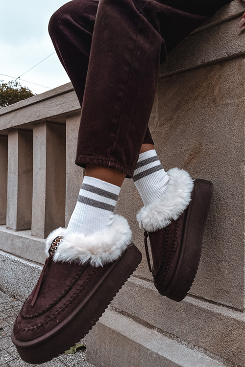 Dámske snehule s kožušinkou na platforme čokoládové Rosmira