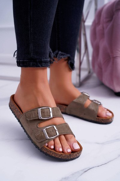 Olive Suede Cork Dámske hrbole Flippers Beatris