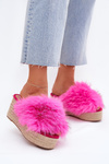 Dámske Sandále Na Klíne S Kožušinou A Pletivom Fuchsie Virela