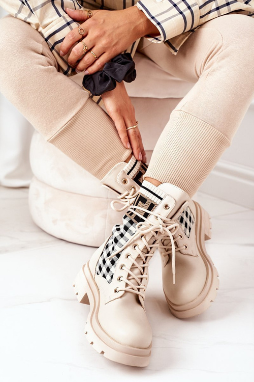 Boty Workery Z Elastické Látky Béžové Love Story