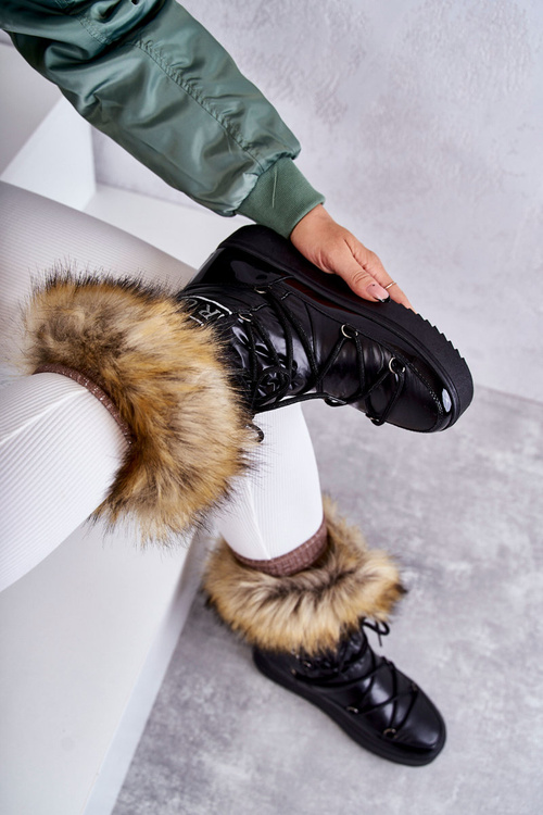 Dámské šněrovací boty do sněhu Černá Santero