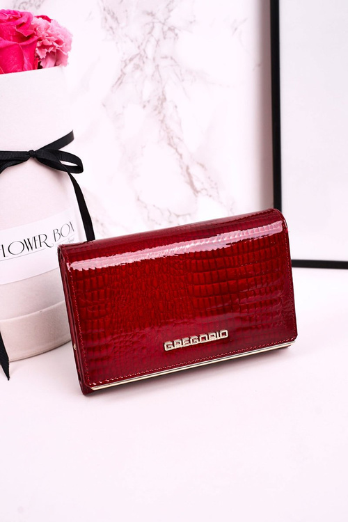 Veľká kožená dámska peňaženka Gregorio lakovane červená