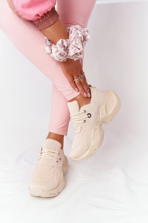 Dámské Sneakersy Na Velké Podrážce Béžové Bubbly