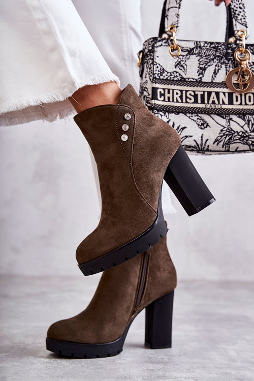 Semišové Kotníkové Boty Na Podpatku zelená Lagerlla