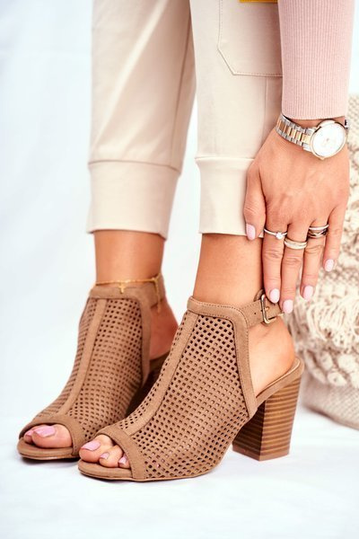 Dámské Jarní Boty Na Podpatku Semišové Béžové Paradise