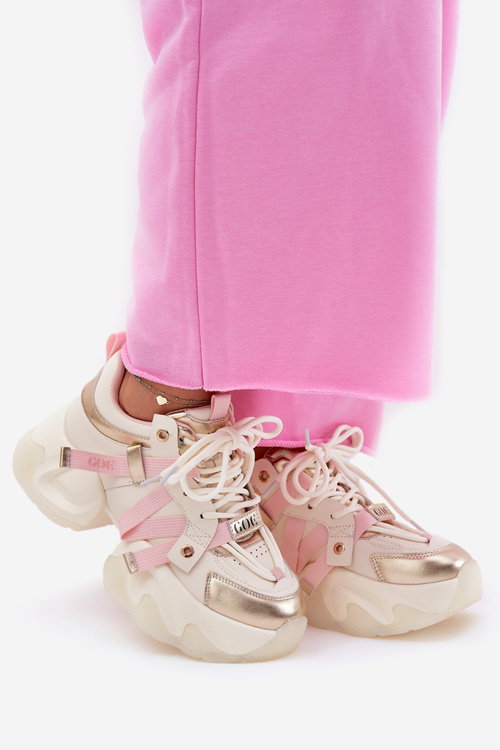 Dámské Kožené Tenisky Na Masivní Podešvi GOE RR2N4031 Béžové