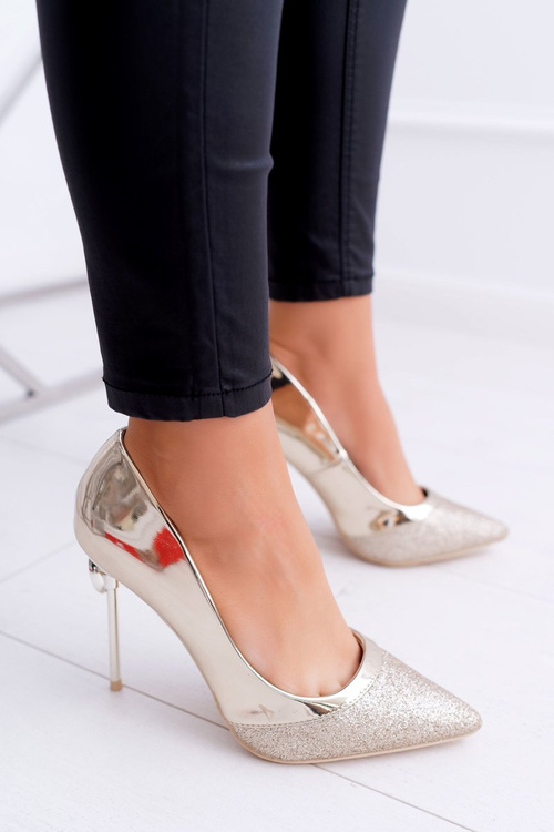 Dámske zlaté morské trblietky vysoké podpätky