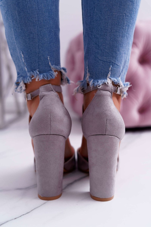 Dámské Lodičky Na Podpatku Semišové Šedé High Traffic