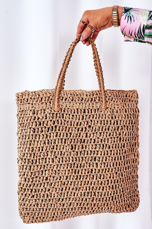 Pletena Kabelka Shopper BRUNO ROSSI Camel